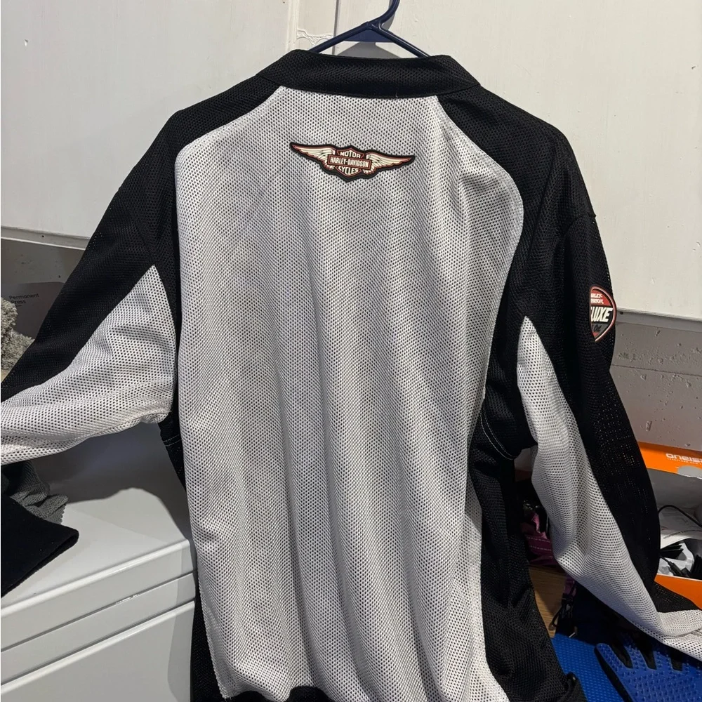 Harley-Davidson Black and White Jacket with Orange Logo - Picture 2 of 3